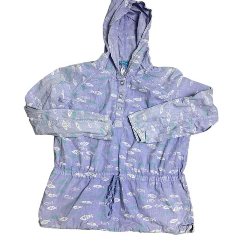 Fresh Produce Women's Size‎ Small Purple Tiny Fish Broadcloth Andorak Top Jacket
